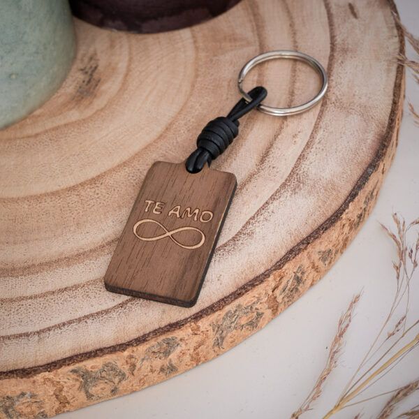 Llavero rectangular madera "Te amo infinito"