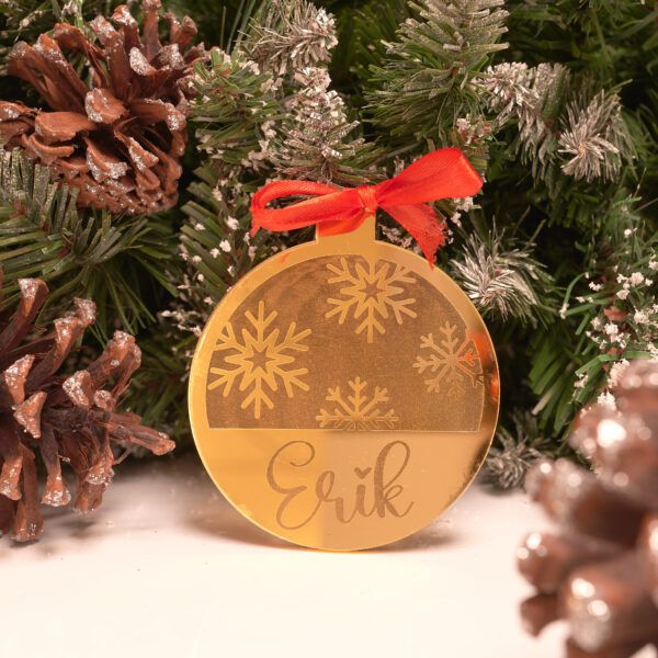 Adorno de Navidad personalizado con efecto hielo y copos de nieve